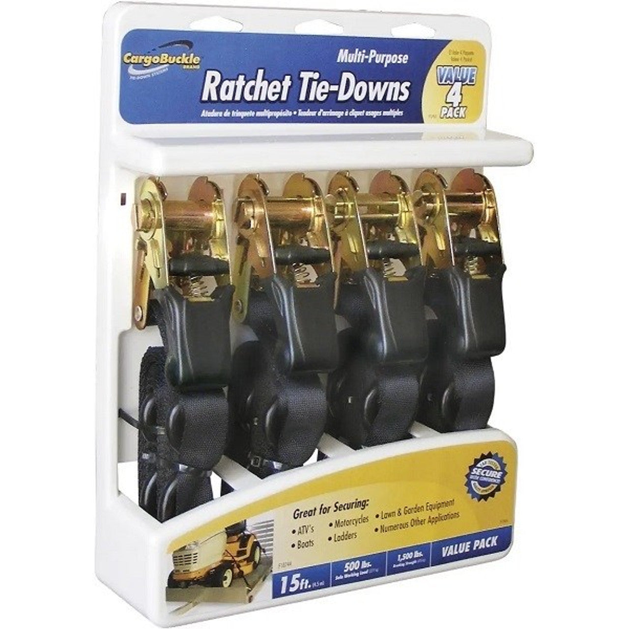 CargoBuckle Ratchet Tie Downs - 4 Pack